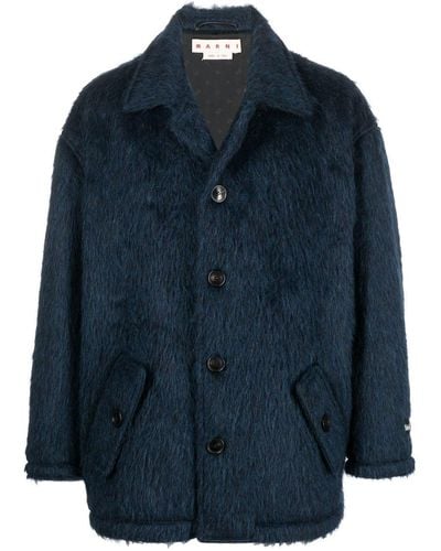 Marni Manteau boutonné en fourrure artificielle - Bleu