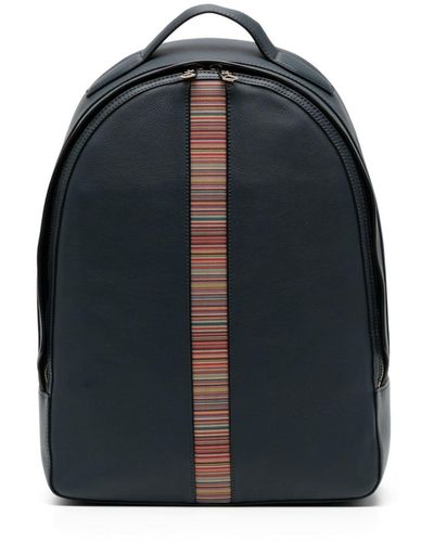 Paul Smith Signature Stripe Leather Backpack - Black