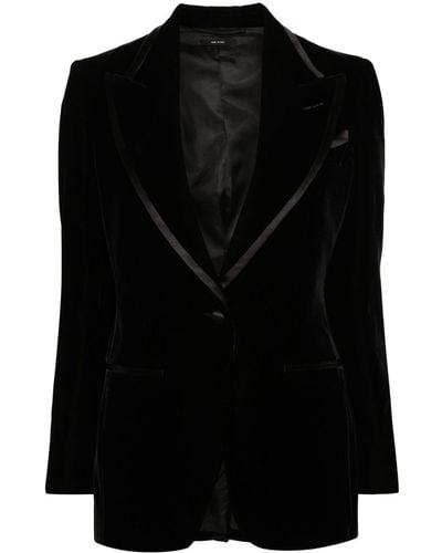 Tom Ford Blazer en velours à simple boutonnage - Noir