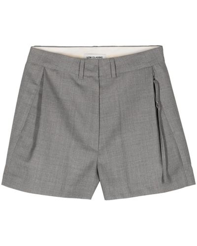 Low Classic Pleat-detail Tailored Shorts - Grey
