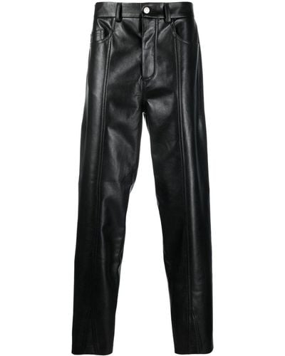 Nanushka Pantalon droit en cuir artificiel - Noir