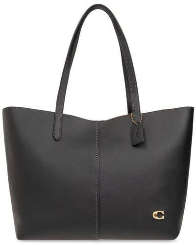 COACH North 32 Leather Tote Bag - Black