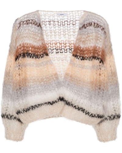 Maiami Striped Mohair-blend Cardigan - Natural