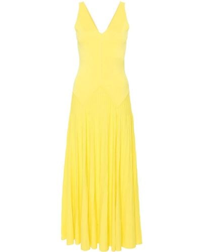 Twin Set Knitted Embossed Long Dress - Yellow