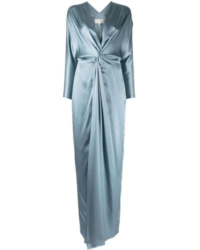 Michelle Mason Robe longue en soie à détail torsadé - Bleu