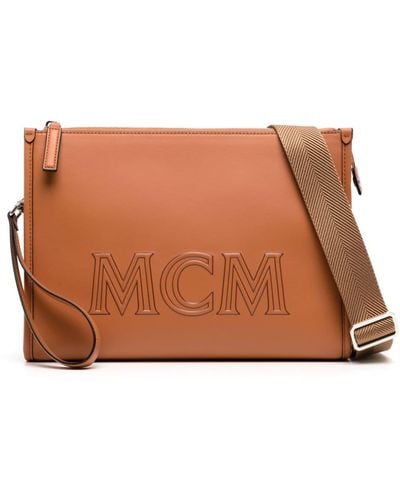 MCM Large Aren Embossed-logo Crossbody Pouch - Brown
