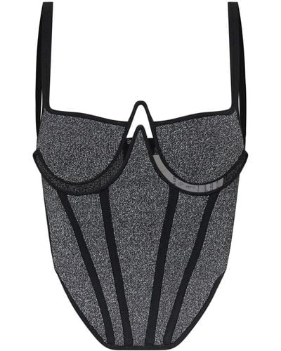 Dion Lee Reflective Wire Corset Top - Black