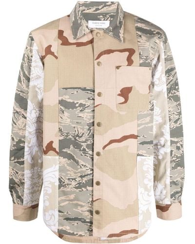 Marine Serre Multi-panel Single-breasted Jacket Beige - Natural