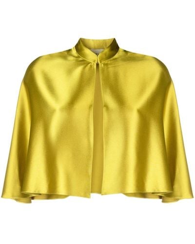 Atu Body Couture Stand-up Collar Satin Cape - Yellow