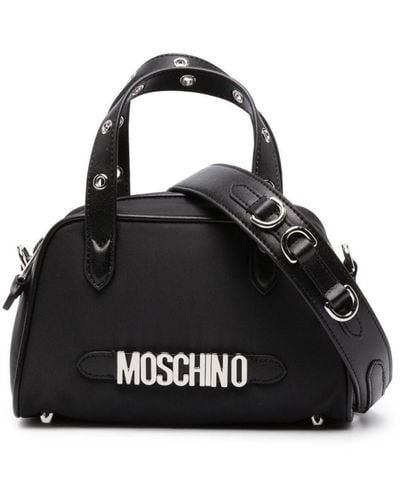 Moschino Handtasche mit Logo-Schild - Schwarz