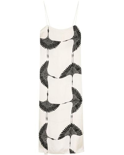 Khaite Sicily Crane-print Midi Dress - White