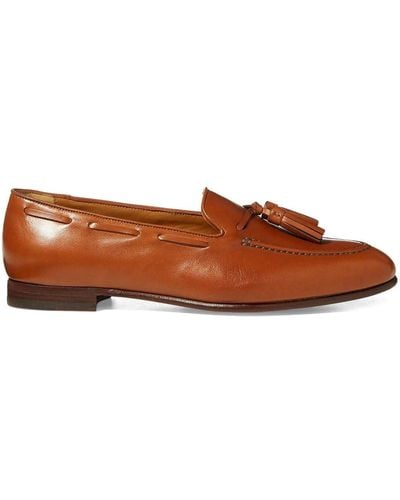 Ralph Lauren Collection Quillis Almond-toe Leather Loafers - Brown