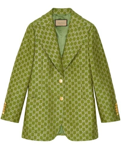 Gucci Giacca In Lana GG Lamé - Verde