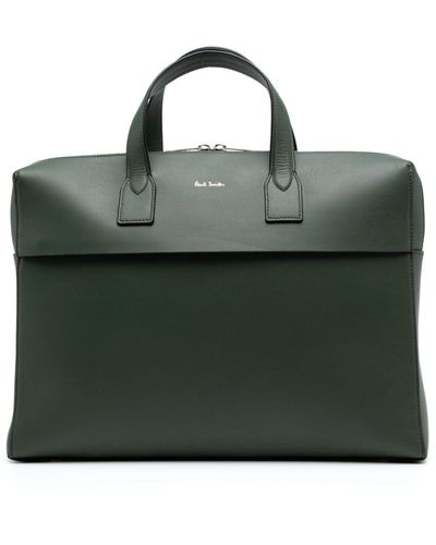 Paul Smith Signature Stripe Leather Briefcase - Green