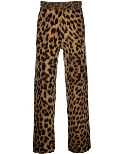 Palm Angels Animalier Brushed Track Trousers - Brown