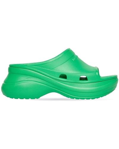 Balenciaga X Crocstm Pool Slide Sandals - Green