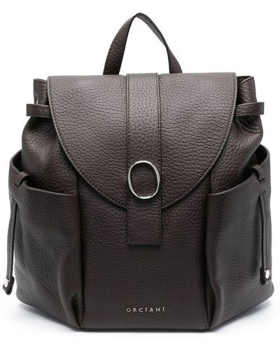 Orciani Logo-lettering Leather Backpack - Black