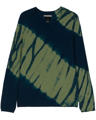Suzusan Tesuji Yoroidan Shibori-pattern Cashmere Sweater - Green