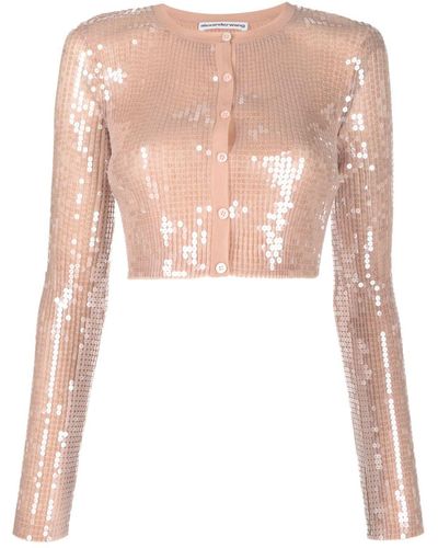 Alexander Wang Sequined Cropped Cardigan - Pink