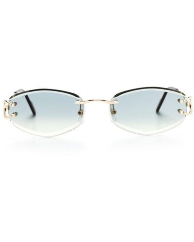 Cartier Frameless Rectangle-shape Sunglasses - Blue