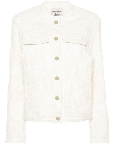Semicouture Embroidered-patterned Buttoned Jacket - White