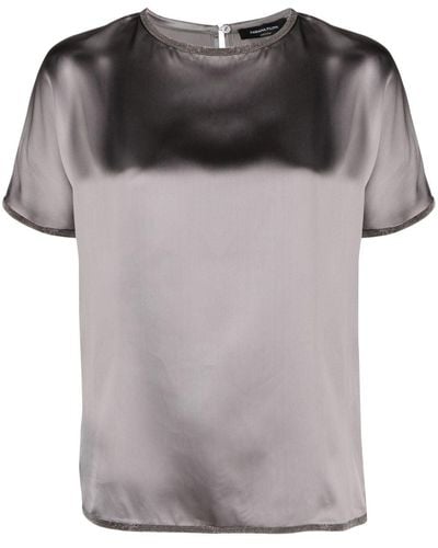 Fabiana Filippi Crystal-embellished Satin T-shirt - Grey