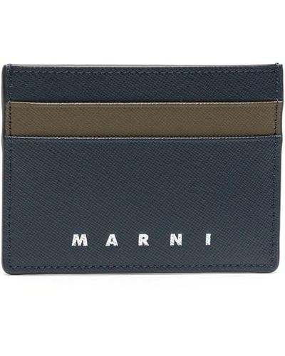 Marni Colour-block Leather Card Holder - Grey