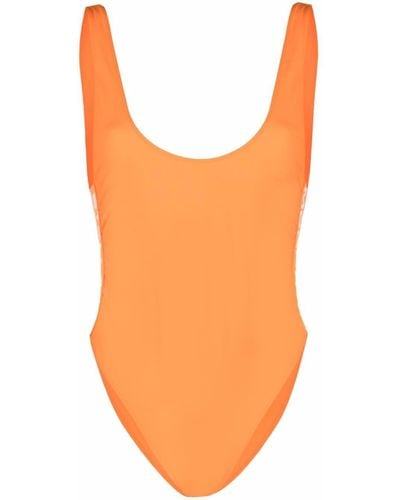Stella McCartney Bañador con tirantes con logo - Naranja