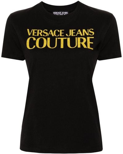 Versace Camiseta con logo de purpurina - Negro