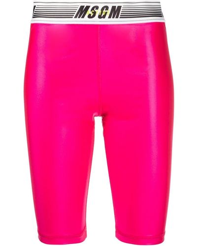 MSGM Logo-waist Cycling Shorts - Pink