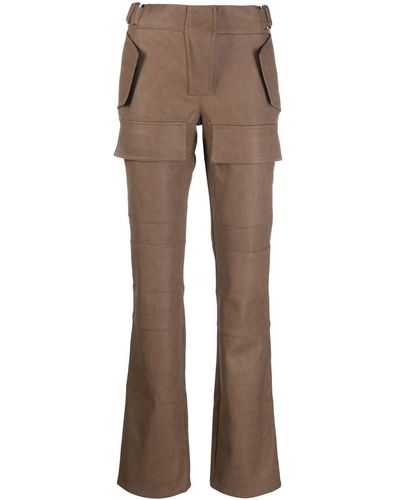 MISBHV Leather-effect Cargo Trousers - Brown