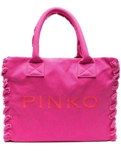Pinko Logo-embroidered Beach Bag - Pink