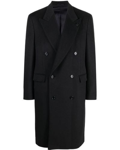 Lardini Paperclip-detail Double-breasted Coat - Black