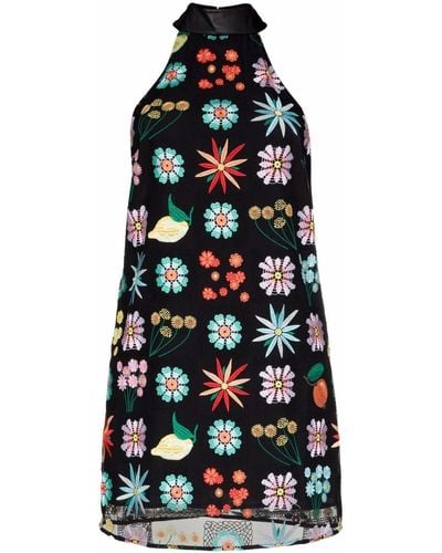 STAUD Mini-jurk Met Geborduurde Bloemen - Zwart