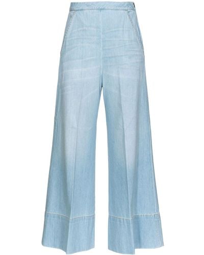 Pinko Wide-leg Cropped Trousers - Blue