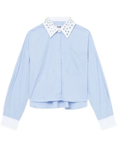 MSGM Gestreiftes Hemd - Blau