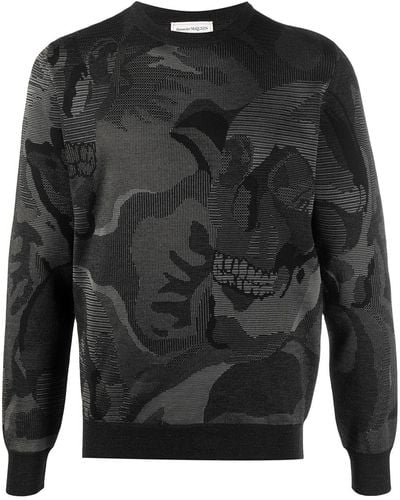 Alexander McQueen Abstract-print Long-sleeve Sweatshirt - Black