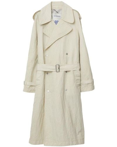 Burberry Double-breasted Belted Trench Coat - White