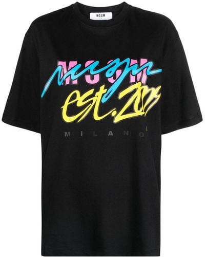 MSGM プリント Tシャツ - ブラック