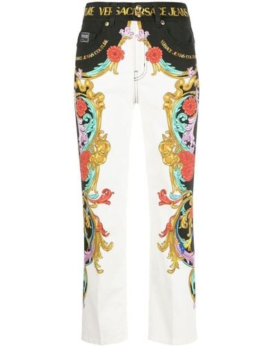 Versace Jeans Couture Hose mit Logo-Bund - Weiß
