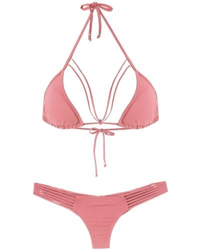 Amir Slama Straps Triangle Bikini Set - Pink