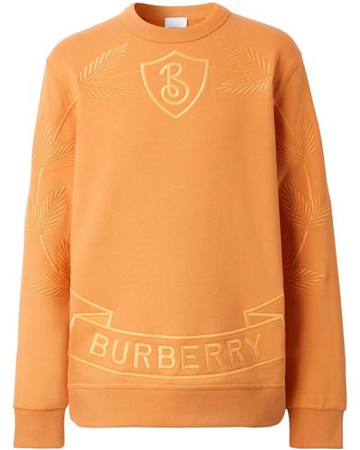 Burberry Sweatshirt mit Logo-Stickerei - Orange