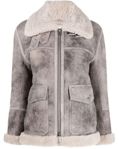 Zadig & Voltaire Shearling-collar Zipped Jacket - Gray
