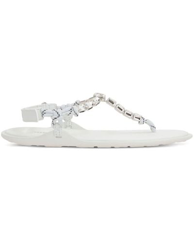 Miu Miu Crystal-embellished Thong Sandals - White