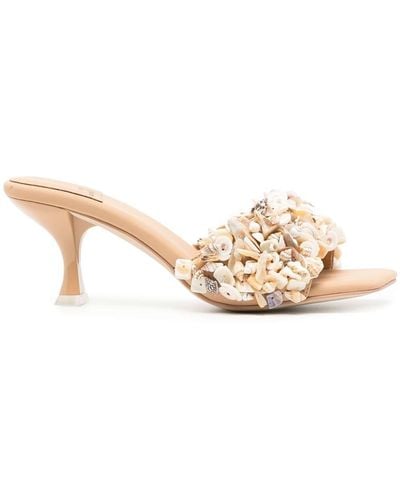 Jeffrey Campbell Shell-embroidered Low Heel - Natural
