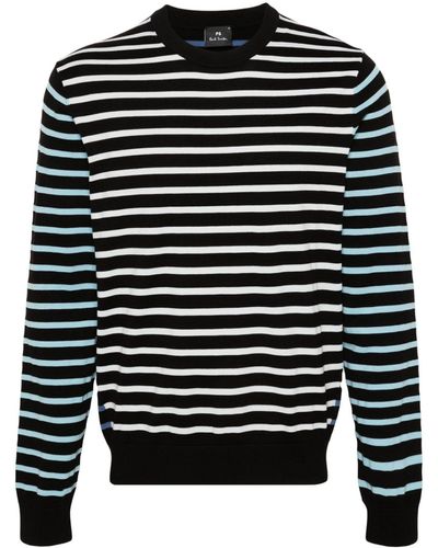 PS by Paul Smith Striped Crew-neck Sweater - Blue