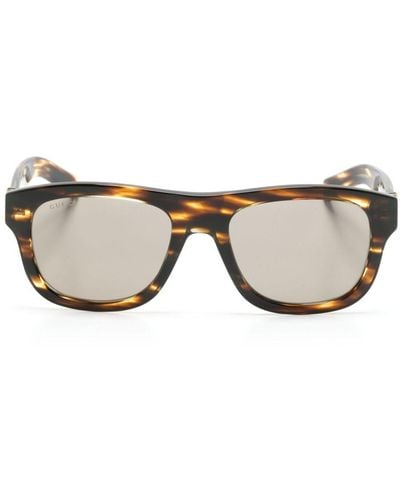 Gucci Sonnenbrille mit eckigem Gestell - Braun