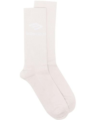 Balenciaga Intarsia-knit Logo Socks - White