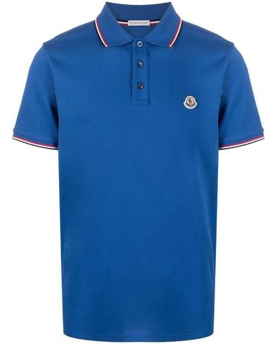 Moncler Poloshirt Met Logo-kraag - Blauw
