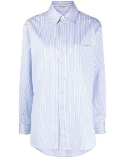 Saint Laurent Camisa con botones y manga larga - Azul